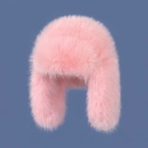 Faux Fur Trapper Hat For Women Thickened Warm Winter Plush Aviator Hat With Ear Flaps Windproof Skiing Outdoor