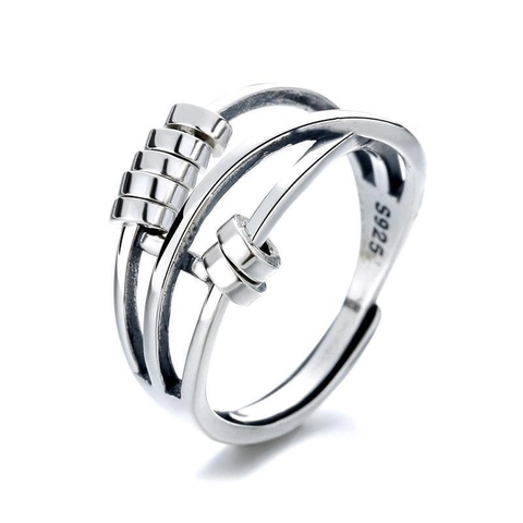 Bague d'Anxiété Rotative Tournesol pour Femmes en Alliage de Zinc Strass Fleur Abeille Fidget Ring Bague Ouverte Réglable Bijoux Anti-Stress