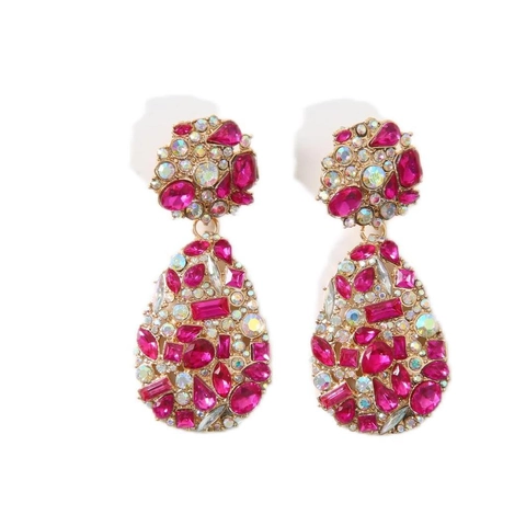 Statement Water Drop Dangle Earrings With Alloy Rhinestone Crystal Stainless Steel Earring Post Vintage For Women