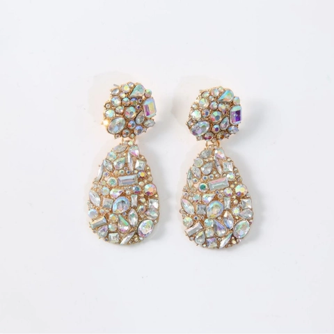 Statement Water Drop Dangle Earrings With Alloy Rhinestone Crystal Stainless Steel Earring Post Vintage For Women