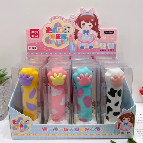 Cat Paw Shaped Lipstick Style Retractable Eraser TPR Soft Stationery For Students Kids Office Supplies Kawaii Cute