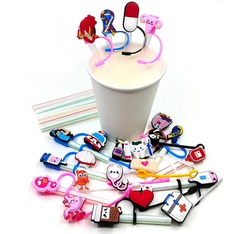 Medisch Siliconen Rietje Cover Cap Stofdicht Decoratief Verpleegkundige Stethoscoop Hart Tand Ambulance Vorm Accessoire