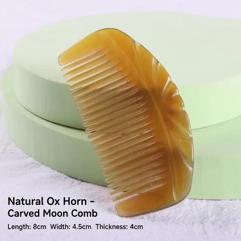 Pettine Per Capelli In Corno Di Yak Naturale Inciso Mezzaluna Portatile Pettine Da Massaggio Tradizionale