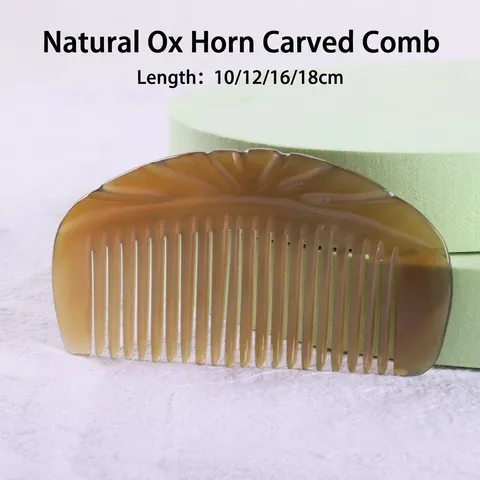 Pettine Per Capelli In Corno Di Yak Naturale Inciso Mezzaluna Portatile Pettine Da Massaggio Tradizionale