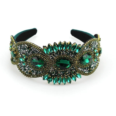 Baroque Crystal Padded Headband Velvet Wide Rhinestone Hair Band Retro Luxury Party Hair Accessories For Women