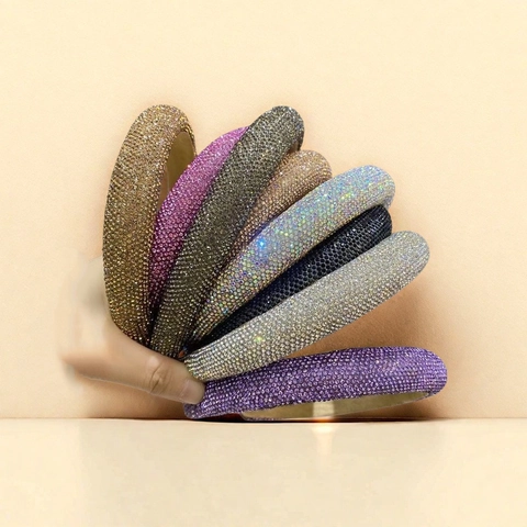 Rhinestone Gepolstertes Stirnband Für Frauen Breiter Funkelnder Haarreif Mode Elegante Haaraccessoires Vintage Verdickt