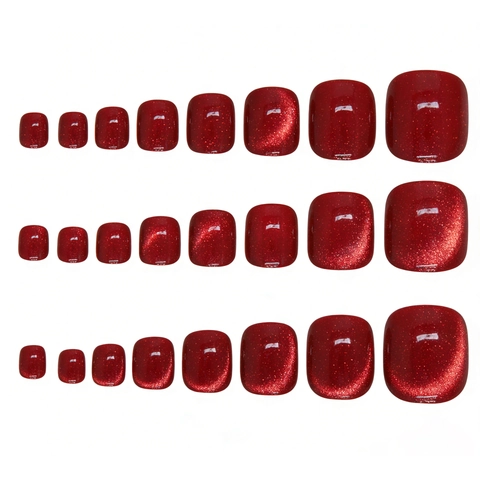 Unghie Finte Piedi Pressione Plastica ABS Occhio Di Gatto Glitter Strass Lucido Quadrato Piedi Per Donne