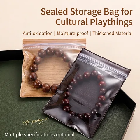 PVC Anti-Oxidation Schmuck Aufbewahrungstasche Holzmaserung Selbstschließender Beutel Für Ringe Ohrringe Halskette Perlen Antiquitäten Organizer