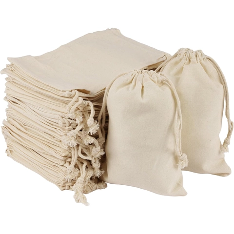 Borsa Di Stoccaggio In Cotone Naturale Con Coulisse Pochette In Garza Traspirante Organizzatore In Tessuto Riutilizzabile Per Gioielli Erbe