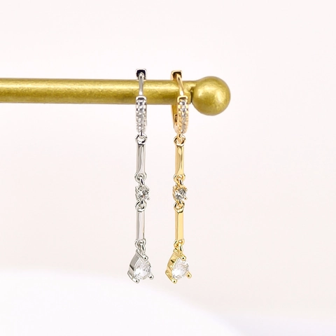 Perno in Argento Sterling 925 Rame Goccia d'Acqua Zirconia Orecchini a Pendente per Donna Eleganti Nappina Orecchini a Cerchio