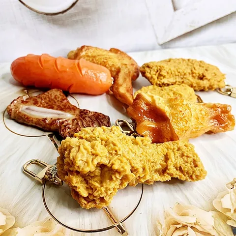 Llavero De Simulación De Comida Creativo Muslo De Pollo Frito Alita Filete Forma Resina Colgante Bolso Para Amigos