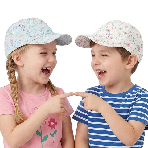 Kinder Honkbalpet Bloemenprint Polyester Gebogen Rand Ademende Zonnehoed Voor Meisjes Peuter Verstelbaar