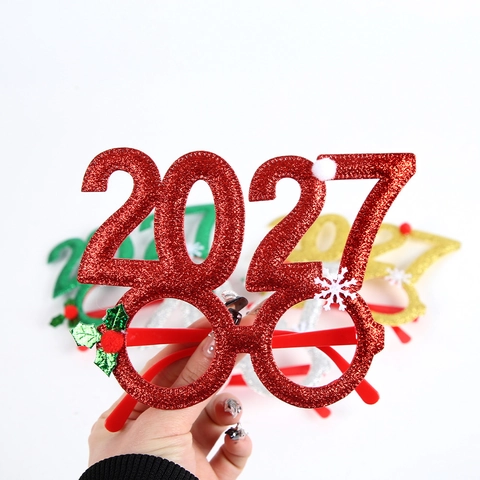 Christmas Glasses Frame Plastic And Glitter Fabric Festive Holiday Party Photo Props Decorative For Adults Kids