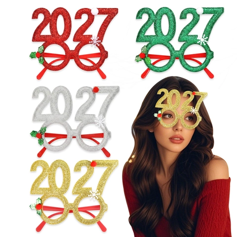 Christmas Glasses Frame Plastic And Glitter Fabric Festive Holiday Party Photo Props Decorative For Adults Kids