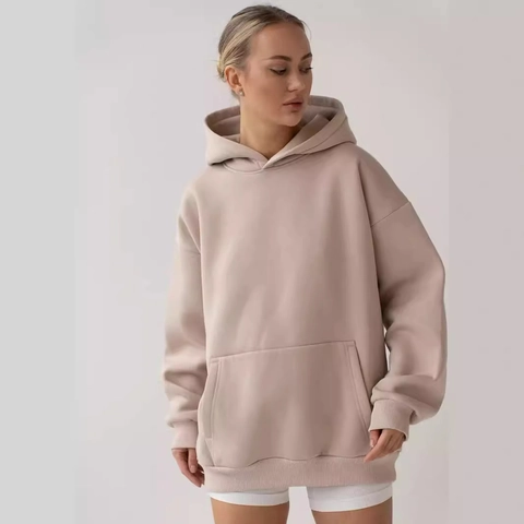 Women Oversized Hoodie Pullover Drop Shoulder Long Sleeve Kangaroo Pocket Casual Loose Sweatshirt Polyester