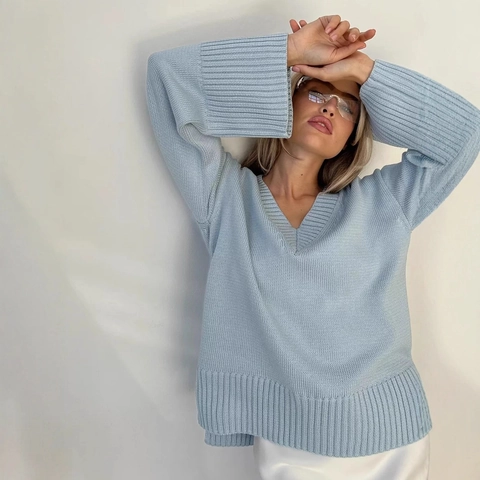Maglione Da Donna Con Scollo A V Maglieria A Maniche Lunghe Oversize Vestibilità Ampia Spacco Laterale Casual Poliestere