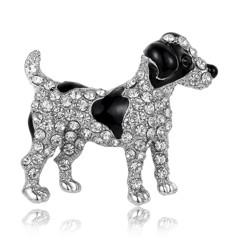 Lindo Broche de Perro de Aleación con Diamantes de Imitación para Mujer Hombre Moda Esmalte Forma de Animal Pin de Solapa Joyería