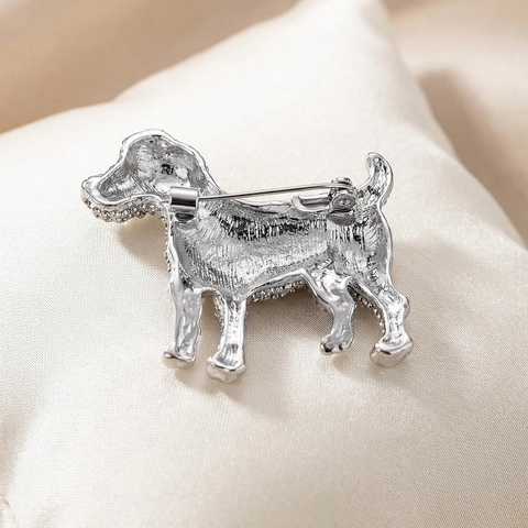 Lindo Broche de Perro de Aleación con Diamantes de Imitación para Mujer Hombre Moda Esmalte Forma de Animal Pin de Solapa Joyería