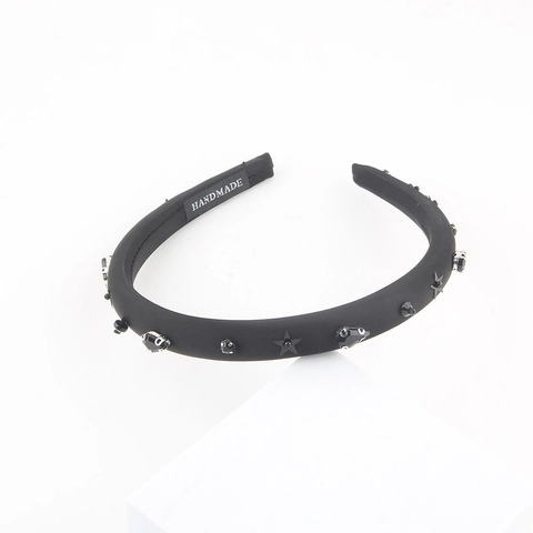 Handgefertigter Gepolsterter Stoff Haarreif Mit Strass Und Metallsternen Elegantes Retro Styling Für Damen Rutschfest