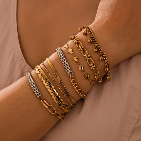 18K Vergoldetes Edelstahl Armband Für Damen Wasserdicht Hypoallergen Panzerkette Schlangenkette Zirkon Inlay Schmuck