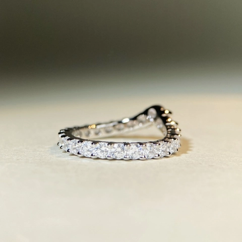 V-Shaped Ring 925 Sterling Silver Chevron Wave Micro Pave Zircon Wedding Engagement Jewelry For Women
