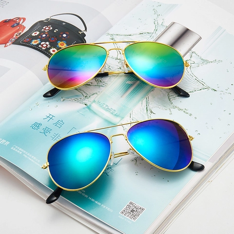 Gafas De Sol Aviador Clásicas Montura Grande De Metal Protección UV400 Lentes De Espejo Estilo Piloto Hombre Mujer Moda