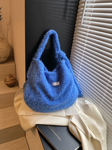 Bolso Tote De Peluche Gran Capacidad Piel Sintética Bolso Hobo Correa Con Nudo Color Sólido Invierno Mujer