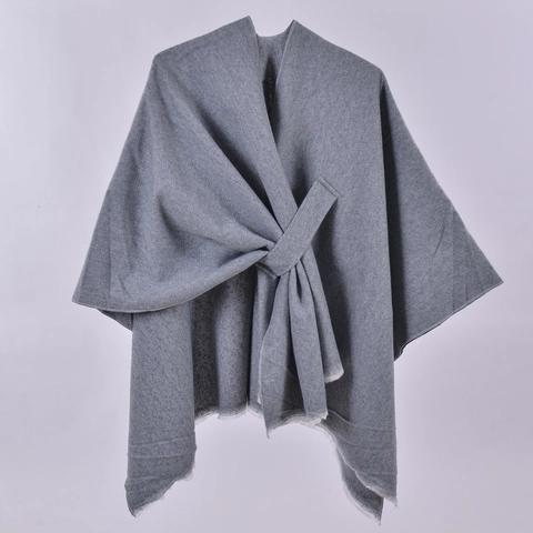 Women Knitted Poncho Shawl Soft Plaid Solid Wraps Fringe Crossover Design Imitation Cashmere Cape Autumn Winter Warm Accessory