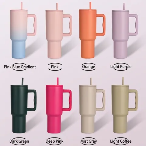 Insulated Car Tumbler 304 Stainless Steel Double Wall Vacuum Travel Mug With Handle And Straw Large Capacity Portable