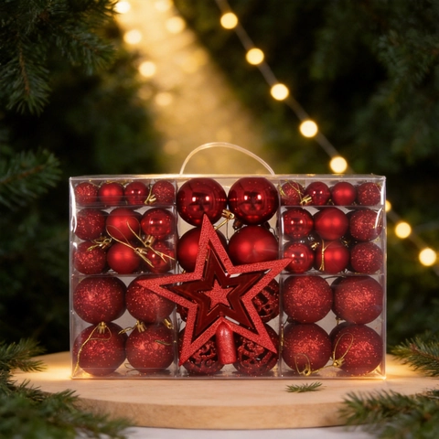 Kunststoff Weihnachtskugeln Set Mit Stern Baumspitze Glänzend Matt Glitzer Hohl Hängende Dekorationen Für Feiertag Party Baum Dekor