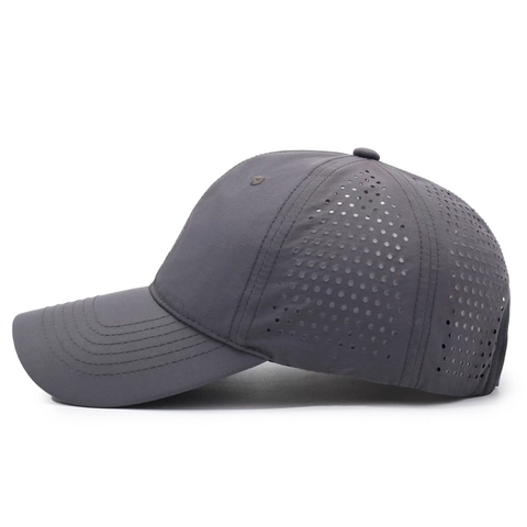 Men Baseball Cap Quick Dry Polyester Breathable Mesh Laser Cut Sun Protection Outdoor Sports Adjustable Hat
