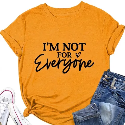 Dames T-Shirt Met Korte Mouwen Katoenmix Ronde Hals Slogan Print Casual Zomer Top