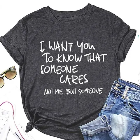 Dames T-Shirt Met Slogan Ronde Hals Korte Mouwen Katoenmix Zomer Casual Top Comfortabele Kleding