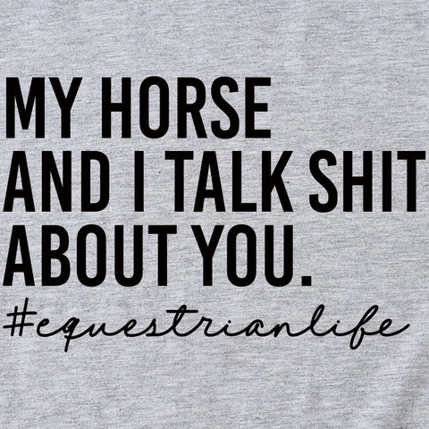 T-Shirt Donna Misto Cotone Maniche Corte Girocollo Divertente Stampa Lettere Equestre Moda Estate Casuale
