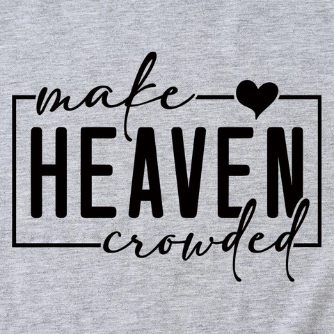Damen Baumwollmischung T-Shirt Rundhals Kurzarm Locker Lässig Vintage Buchstaben Herz Druck Make Heaven Crowded Slogan