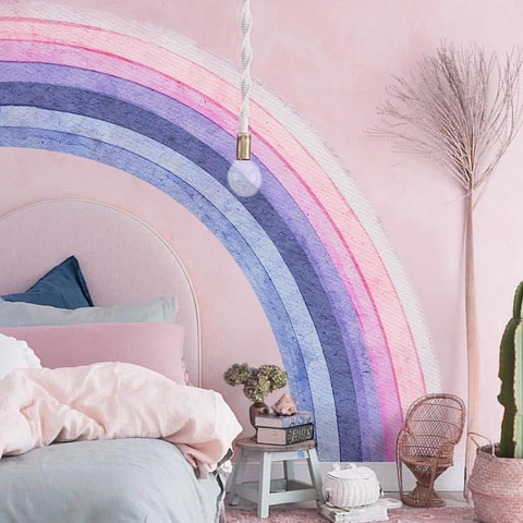 Watercolor Rainbow Wall Sticker Large PVC Bohemian Decal For Kids Room Nursery Bedroom Home Decor Art Mural