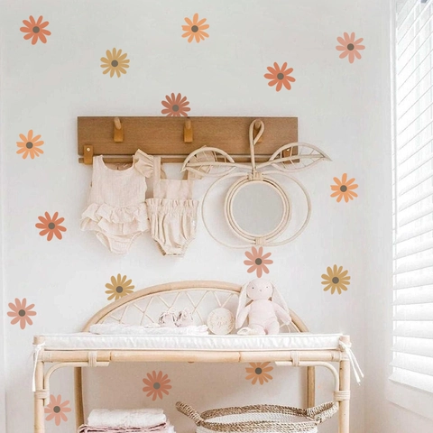 Madeliefje Muurstickers PVC Bloemen Stickers Verwijderbaar Minimalistisch Boho Voor Kinderkamer Decoratie