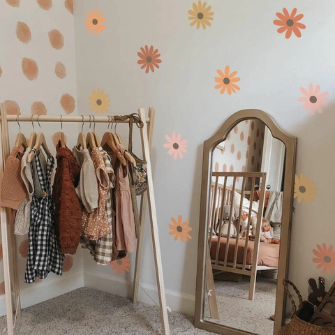 Bohemian Gänseblümchen Blume Wandaufkleber Abnehmbar Papier Morandi Floral Decals Für Kinderzimmer Schlafzimmer Heimdekor DIY Kunst