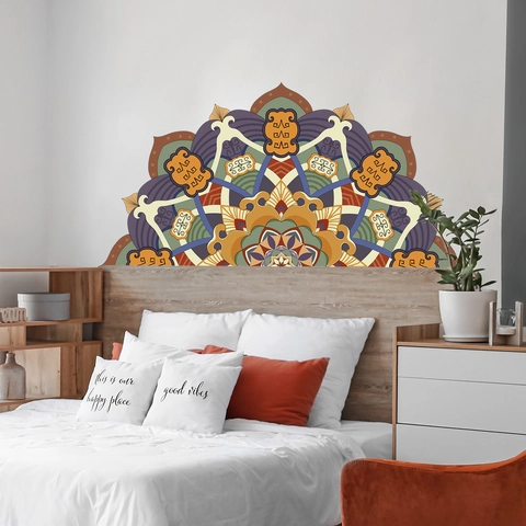 Mandala Lotus Wall Stickers Self Adhesive PVC Bohemian Style Bedroom Living Room Headboard Background Decoration Decals