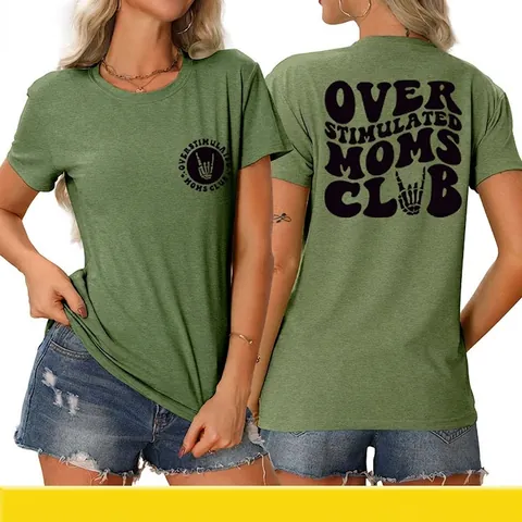 Camiseta De Mujer Con Cuello Redondo Mezcla De Algodón Estampado De Letras Esqueleto Retro Americano Casual Camiseta Suelta De Manga Corta