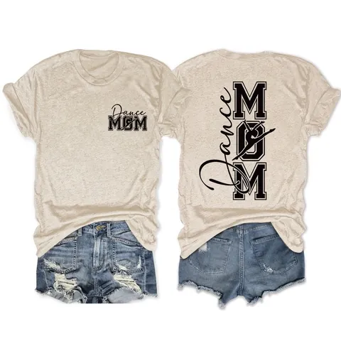 T-Shirt Grafica Dance Mom Misto Cotone Girocollo Maniche Corte Casual Vestibilità Comoda Top Estivo Da Donna