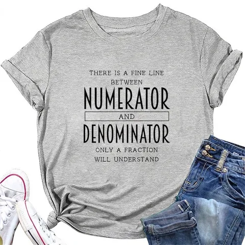 Women's T-Shirt Cotton Blend Math Humor Slogan Short Sleeve Round Neck Casual Loose Fit Top For Teachers Students