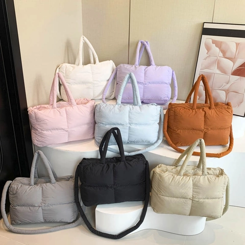 Borsa Tote Trapuntata Grande Capacità Nylon Borsa A Spalla Leggera Borsa Cuscino Morbida Tracolla Versatile Donna