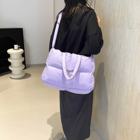 Borsa Tote Trapuntata Grande Capacità Nylon Borsa A Spalla Leggera Borsa Cuscino Morbida Tracolla Versatile Donna
