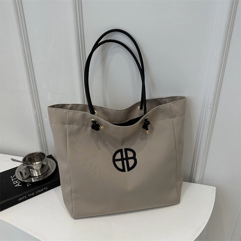 Sac Cabas En Toile Grande Kapacité Minimaliste Imprimé Géométrique Double Poignée Style Urbain Sac À Épaule Femme