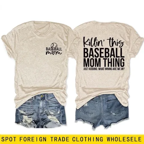 Damen T-Shirt Aus Baumwollmischung Rundhals Kurzarm Baseball Mom Herz Grafik Lässiges Humor Sommer Tee Für Mütter