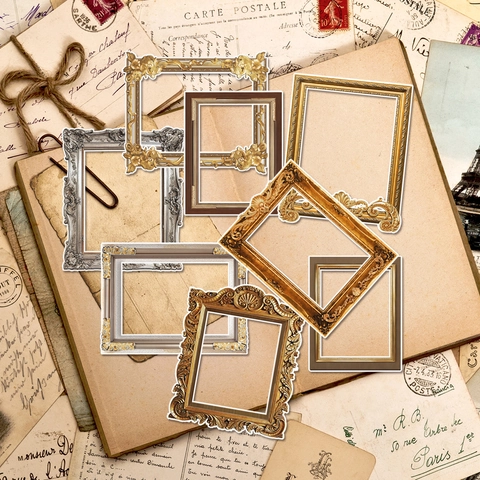 Vintage Photo Frame Wall Stickers PVC Embossed Baroque Style Border Decals For Living Room Bedroom Home Decor