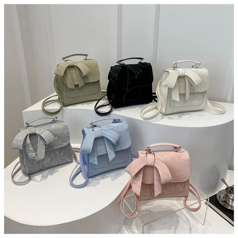 Sac À Épaule Femmes Cuir PU Texture Plissée Grand Nœud Décoration Sac À Main Sac Bandoulière Mode Élégant Filles