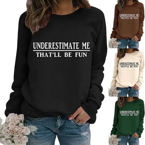 Dames Sweatshirt Met Letterprint Ronde Hals Lange Mouwen En Distressed Denim Shorts Casual Streetwear Katoenmix Outfit