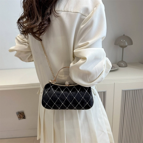 Samt Strass Abendtasche Diamant Gitter Clutch Mit Goldgriff Und Kettenriemen Für Party Hochzeit Elegante Frauen